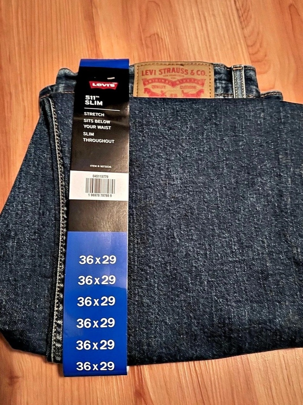 Levi's 511 Slim Fit Stretch Jeans Blue Waist 36x29